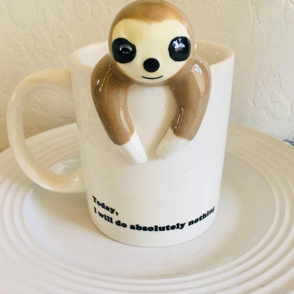 Sloth Ceramic Mug - Brown and White